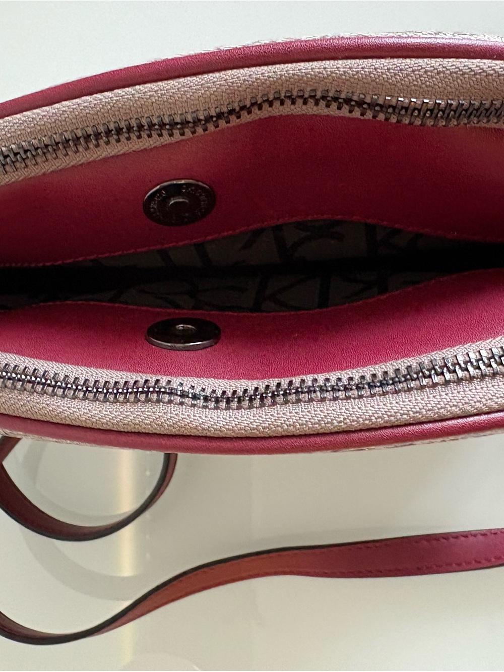 Calvin Klein Cream Monogram Crossbody with Red Trim - Picture 8 of 11